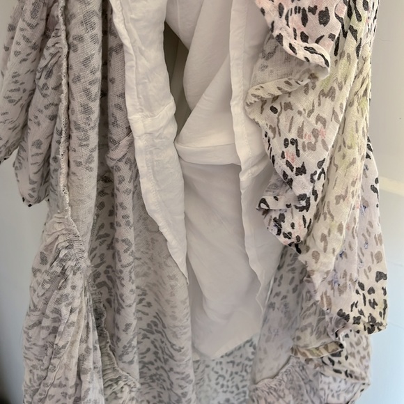 RAILS Frida Linen Rainbow Cheetah Print Ruffled Midi Dress - Size M - Picture 9 of 10